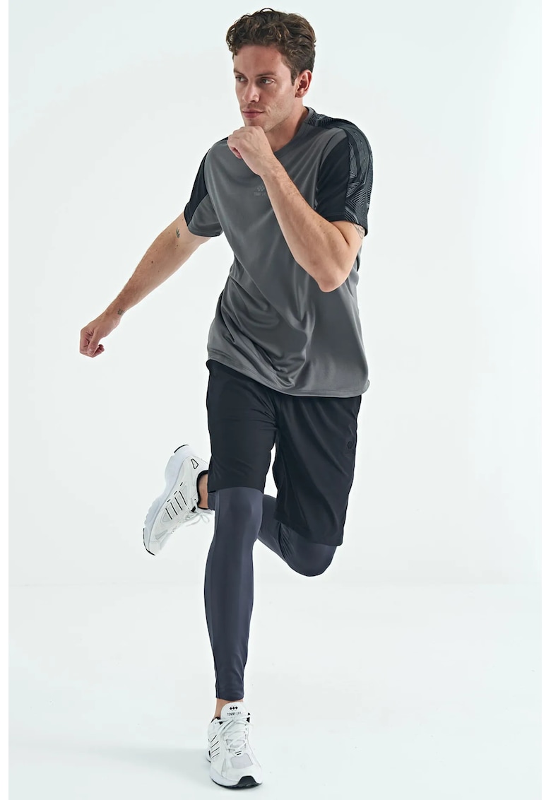 Pantaloni sport - tricotati - talie inalta - negru - poliester-elastan