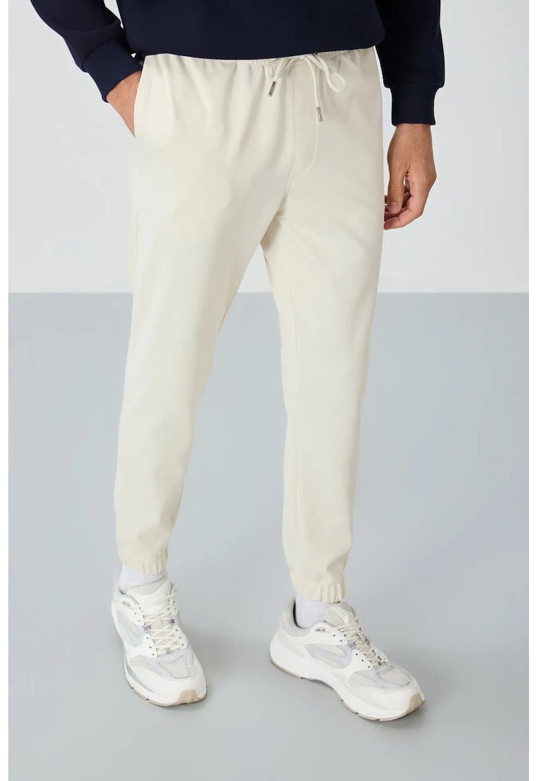 Pantaloni de trening - Barbati - Pantaloni de trening TOMMY pentru barbati - Regular Fit - din fleece - Cream Natural -