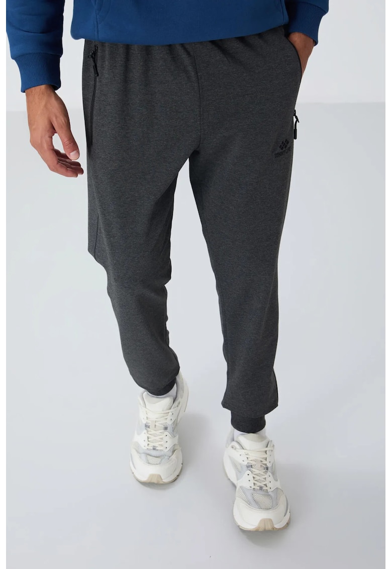 Pantaloni de trening - Barbati - Pantaloni de trening TOMMY pentru barbati cu buzunar cu fermoar - Gri carbune - Gri antracit