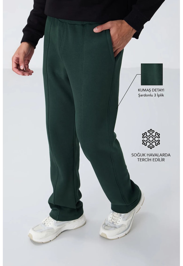 Pantaloni de trening - Barbati - Pantaloni de trening TOMMY pentru barbati - Regular Fit - din bumbac-poliester - Verde Padure -