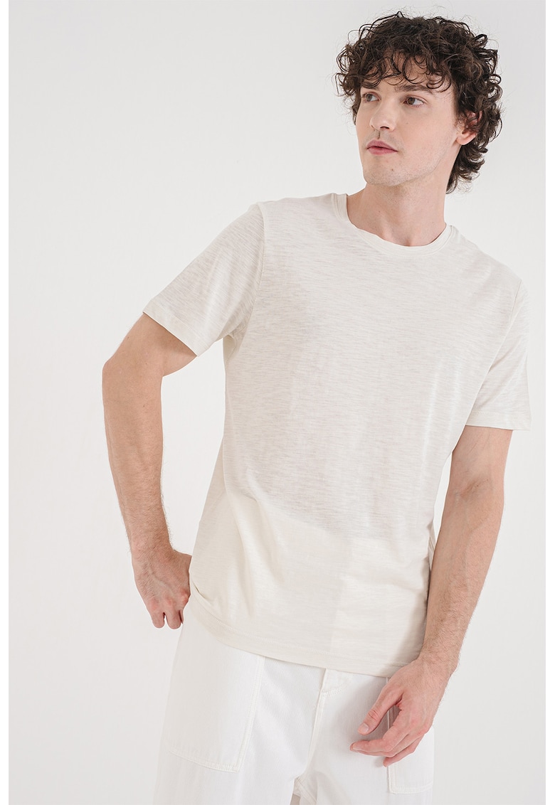 Tricou cu decolteu rotund - Alb murdar