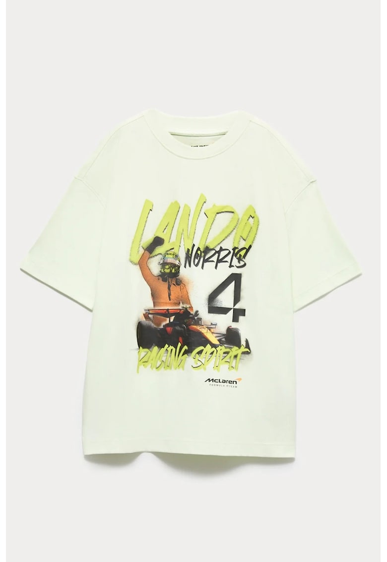Tricou din bumbac cu imprimeu - Alb/Portocaliu/Verde lime