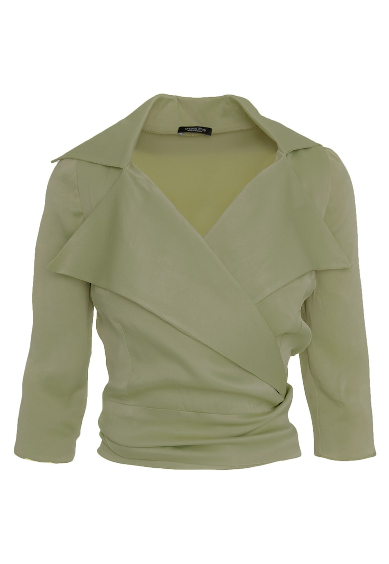 Bluza din viscoza si revere decupate - Kaki