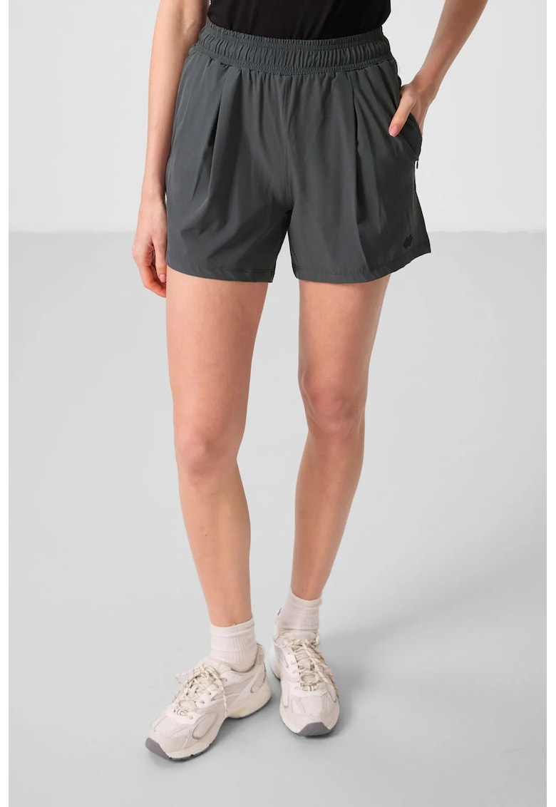 Pantaloni scurti - regular fit - talie inalta - verde - poliester