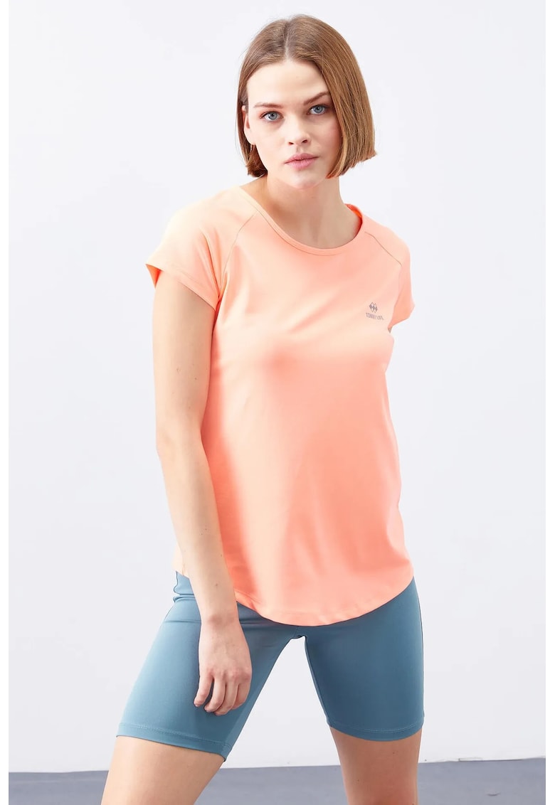 Tricou femei - regular fit - portocaliu pal - poliester cu elastan