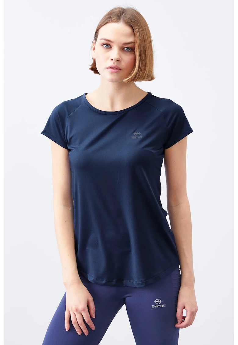 Tricou femei - maneca scurta - albastru marin - elastic - poliester-elastan
