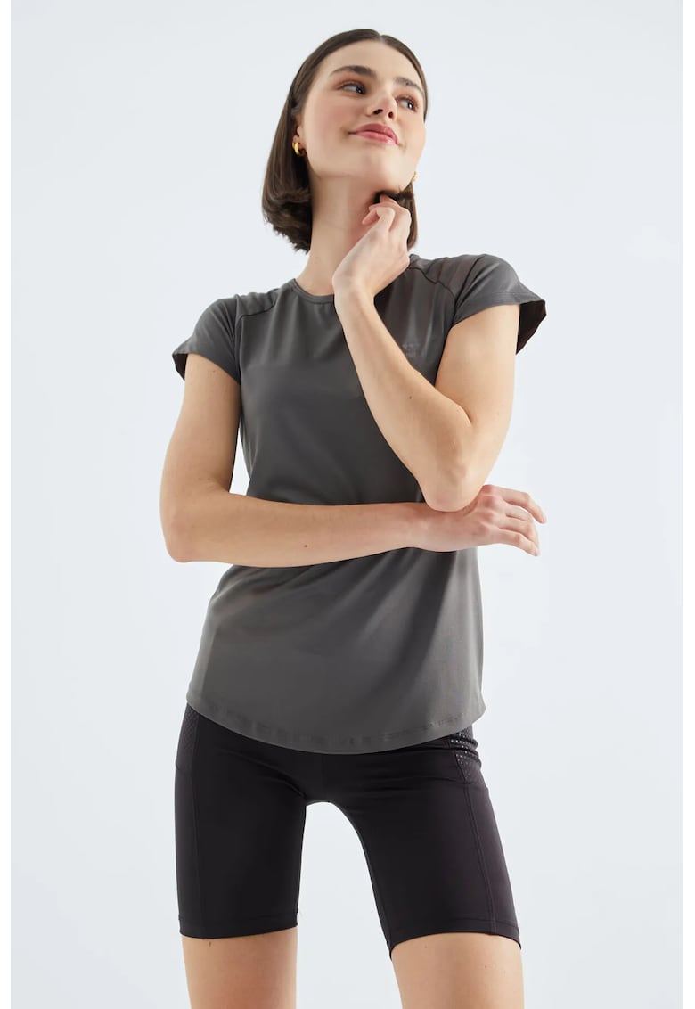 Tricou gri antracit - regular fit - maneca scurta - poliester cu elastan