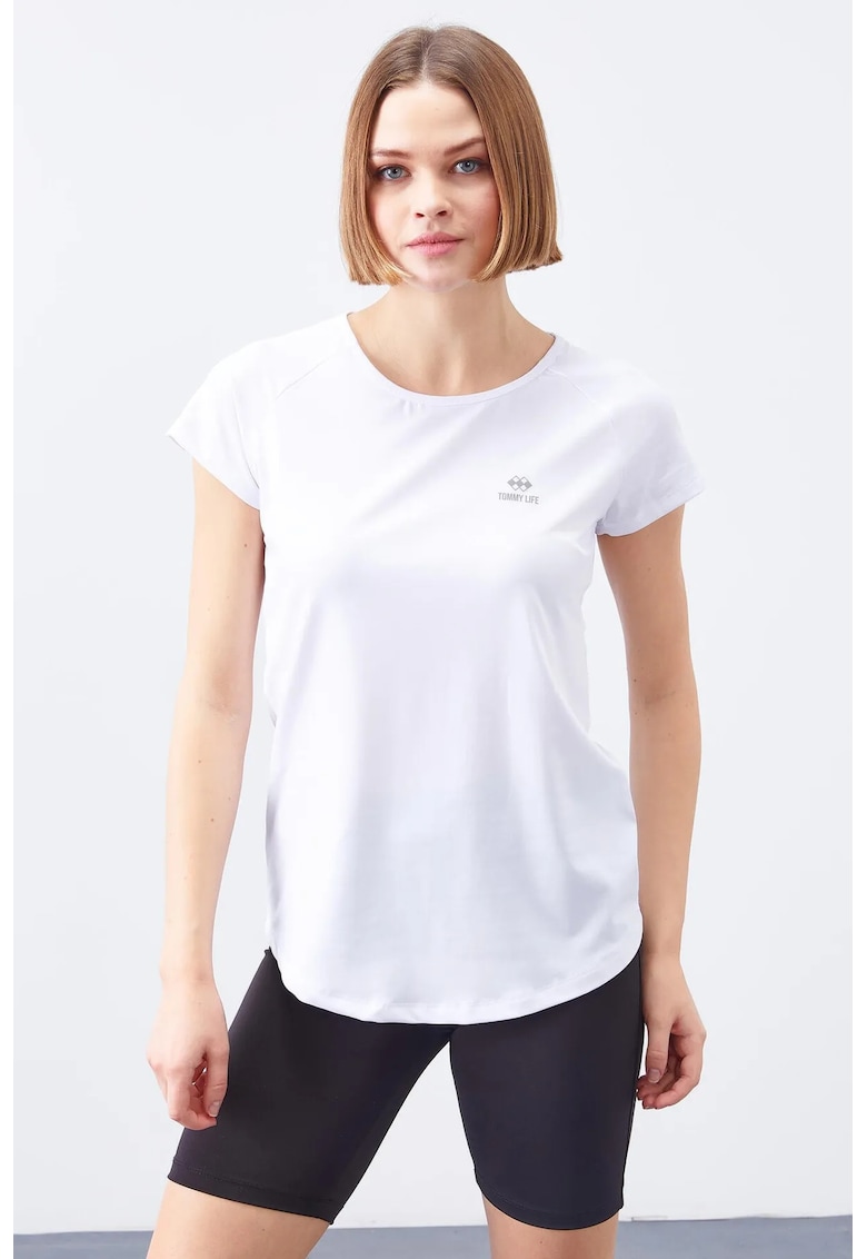 Tricou maneca scurta - alb - regular fit - elastic - poliester-elastan