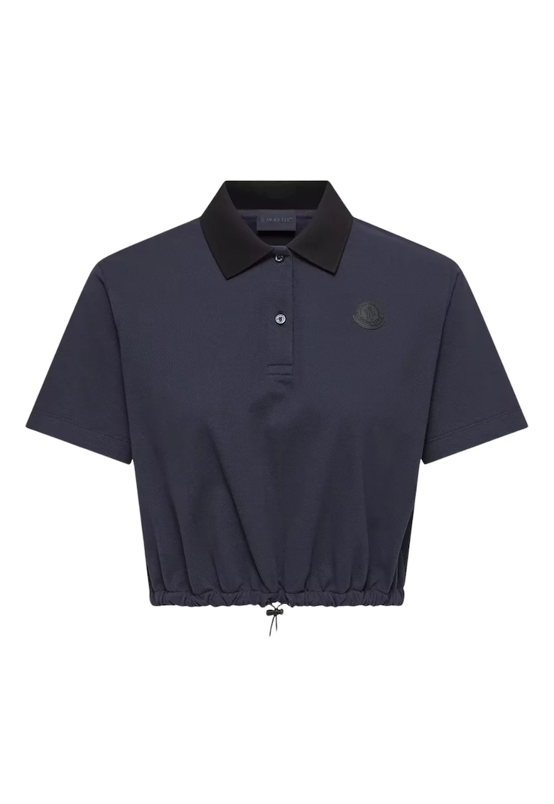 Tricou femei - Cropped Cotton Piquet Polo - Bleumarin -