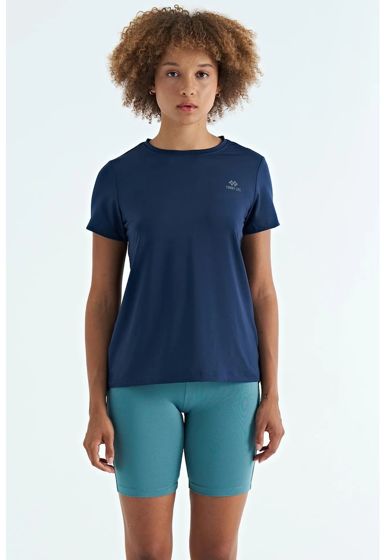 Tricou dama - relaxat - albastru cobalt - poliester cu elastan