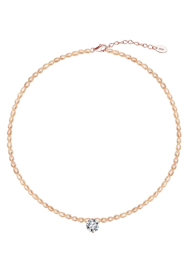 Colier cu Perle Santorini Pearl din Argint 925 Placat cu Aur Roz