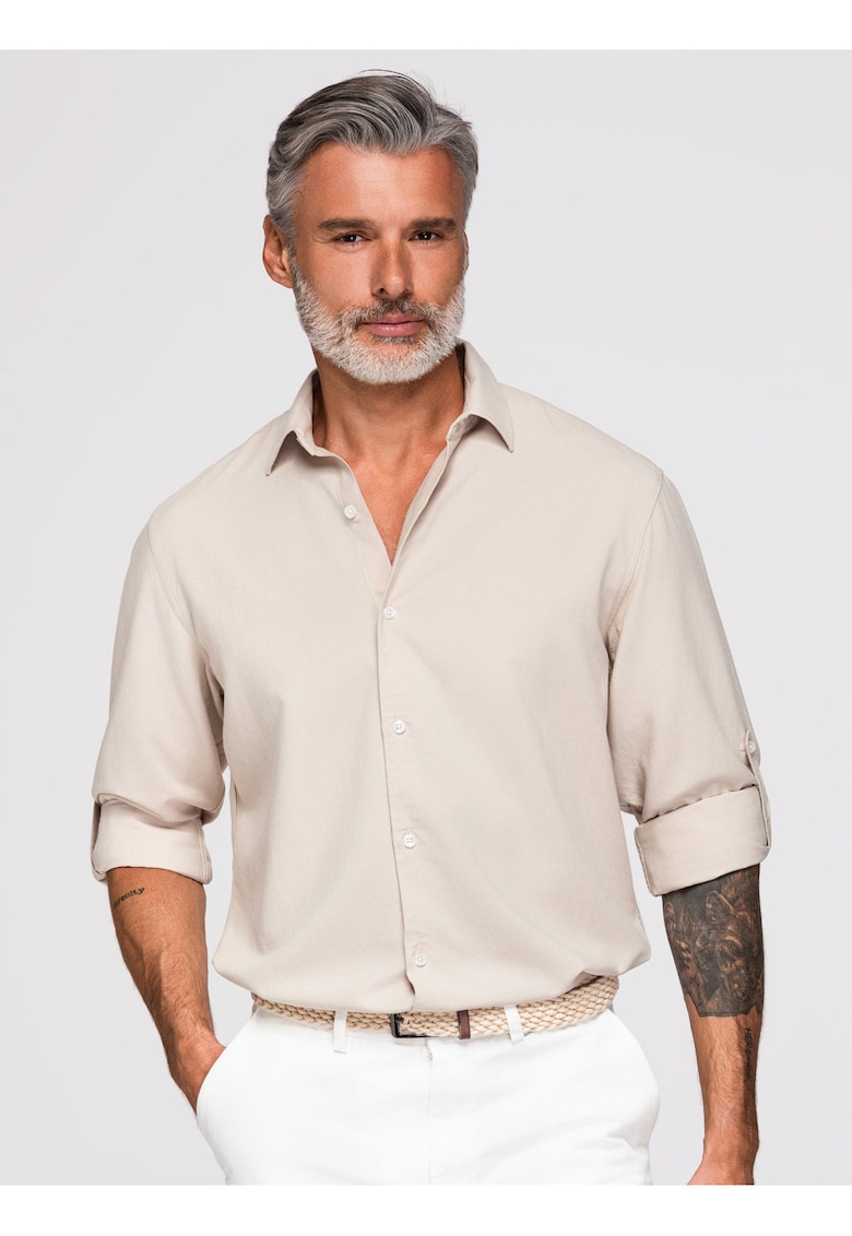 Camasa barbati regular cu guler clasic OM-SHCS-0190 - Bej