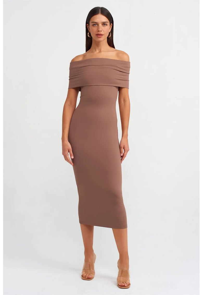 Rochie Midi - Bodycon - Elegant - Maro Mocha - 93% nylon/7% elastan