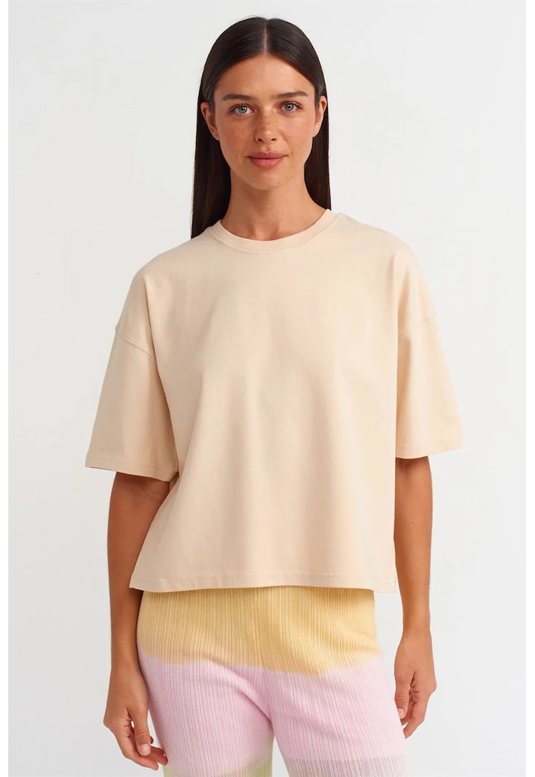 Tricou dama - tricou supradimensionat - bumbac 100% - bej natural