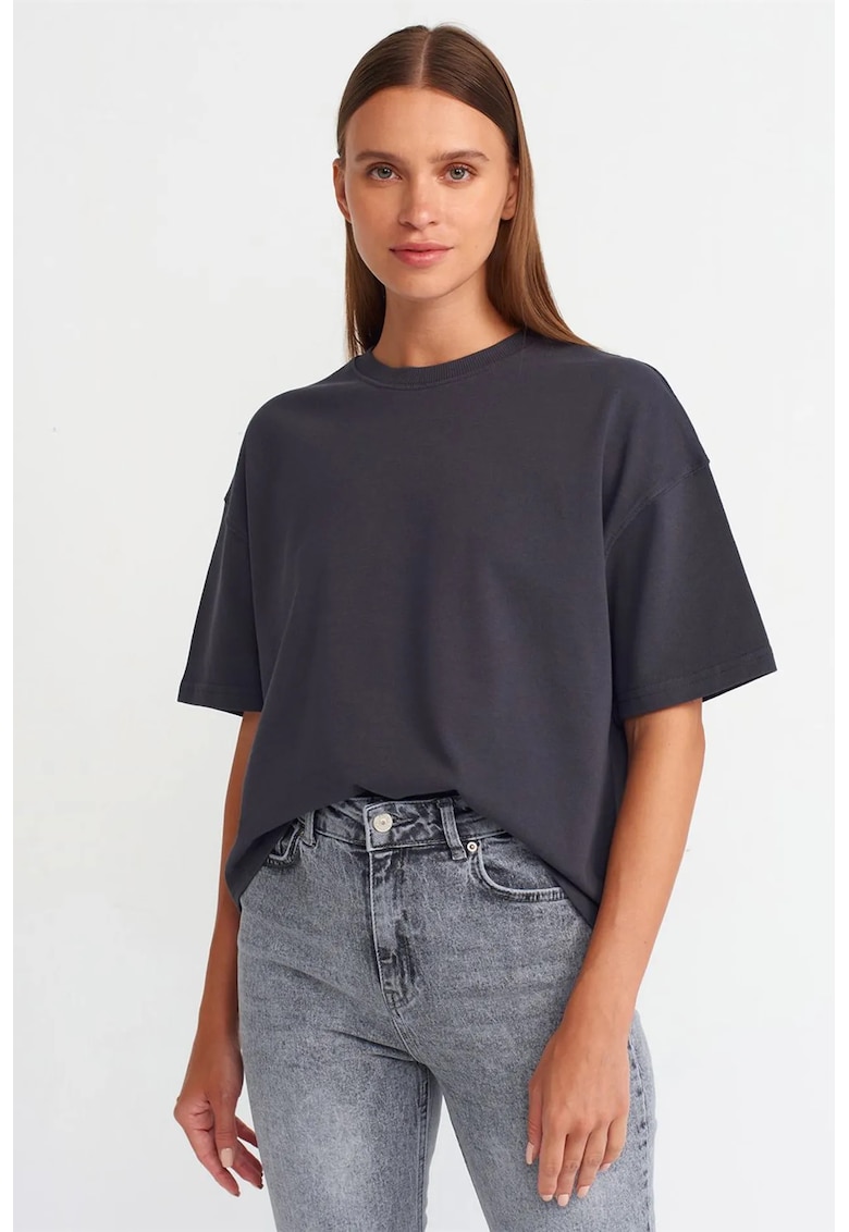 Tricou dama - oversized - gri antracit - 100% bumbac