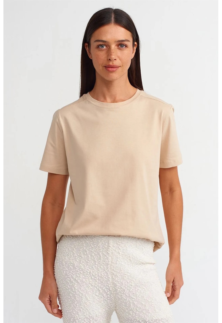 Tricou dama regular fit - maneca scurta - bej natural - 100% bumbac