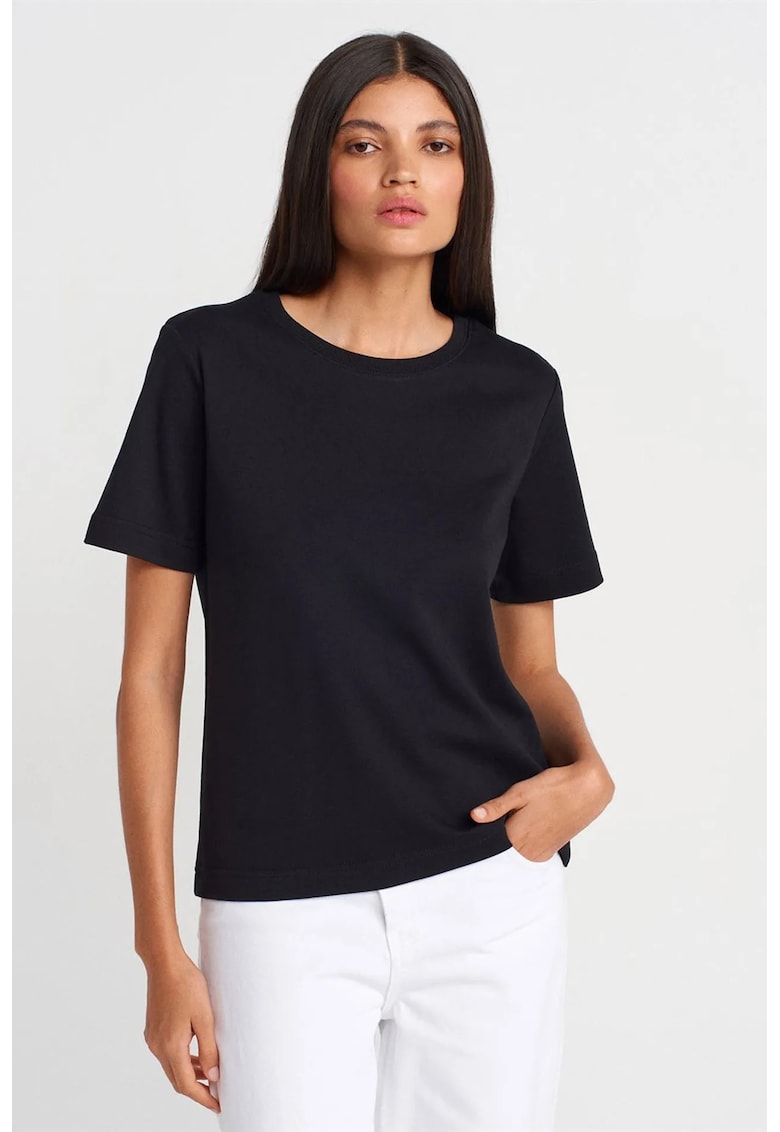 Tricou dama - regular fit - negru - bumbac