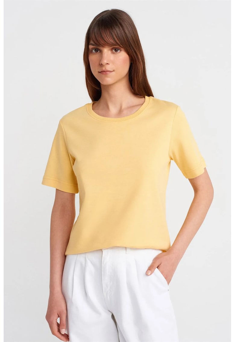 Tricou dama - tricou din bumbac - galben lamaie - maneca scurta - regular fit