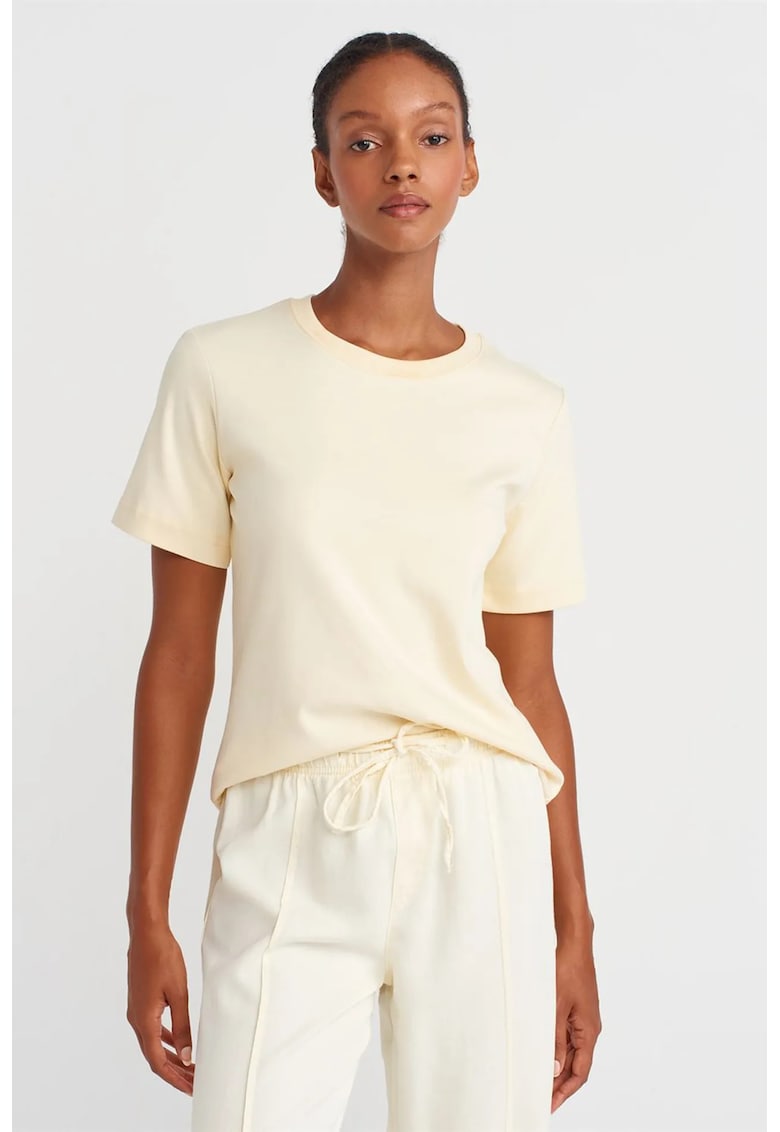 Tricou dama - tricou din bumbac - maneca scurta - crem natural