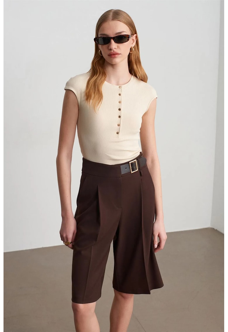 Tricou dama - slim fit - crem natural - bumbac elastan
