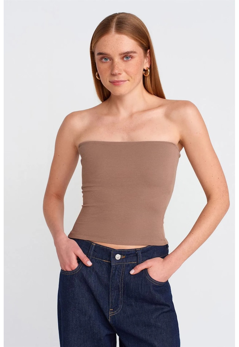 Bluza dama - slim fit - maro mocha - bumbac elastan