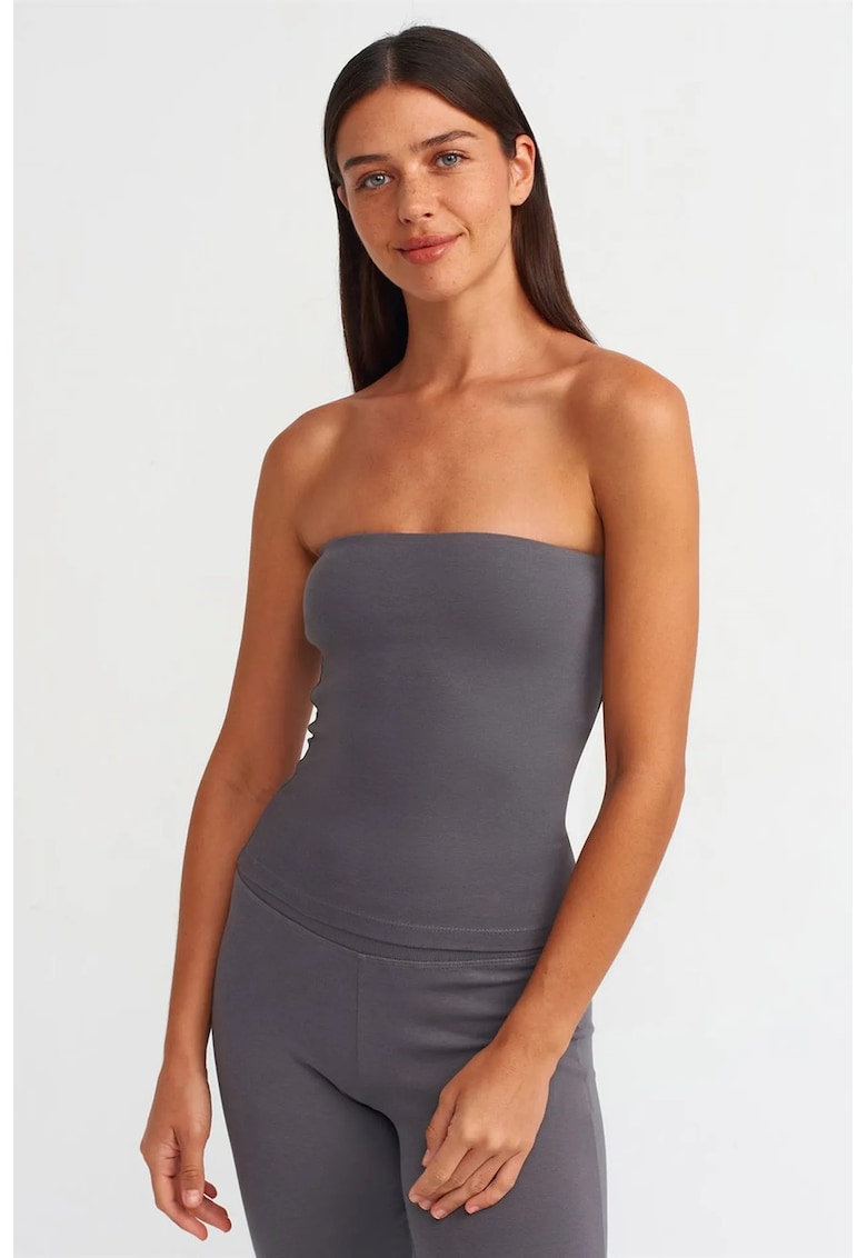 Bluza dama - gri carbune - bumbac cu elastan