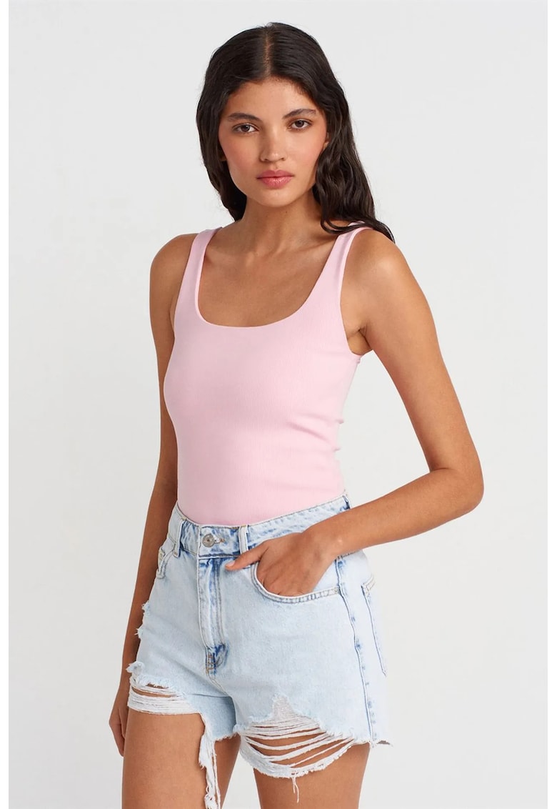 Bluza dama - bluza fara maneci - casual - roz pudra - 95% bumbac