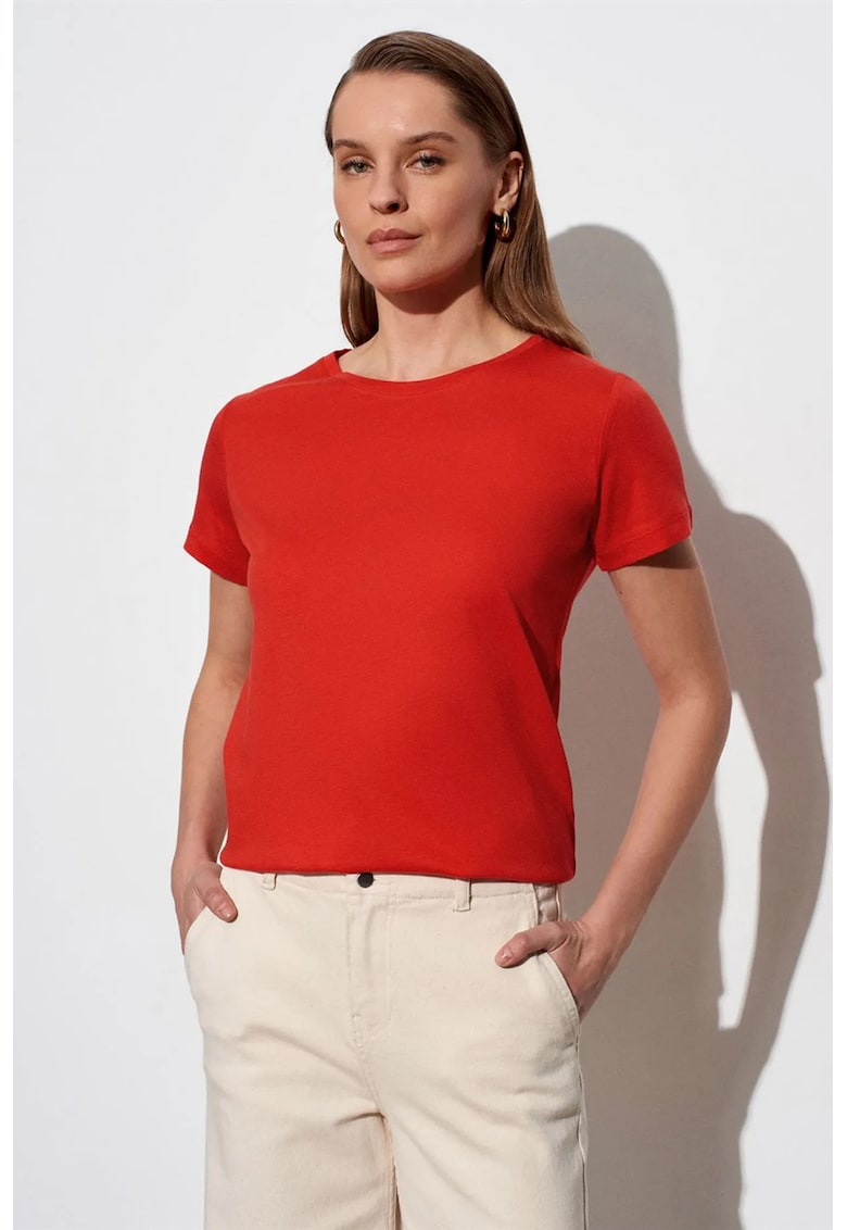 Tricou dama - regular fit - rosu - bumbac si Tencel