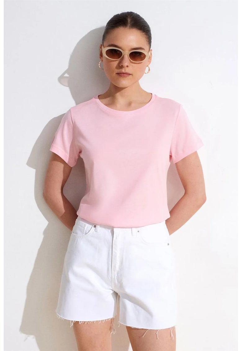 Tricou dama - tricou scurt - roz pudrat - regular fit