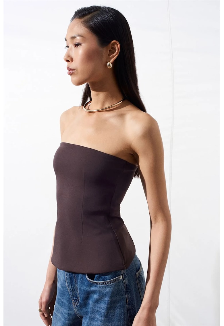 Bluza dama - croiala slim - maro cafea - 80% bumbac