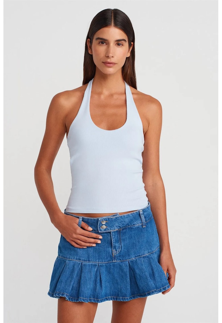 Bluza dama - fara maneci - alb - bumbac si elastan