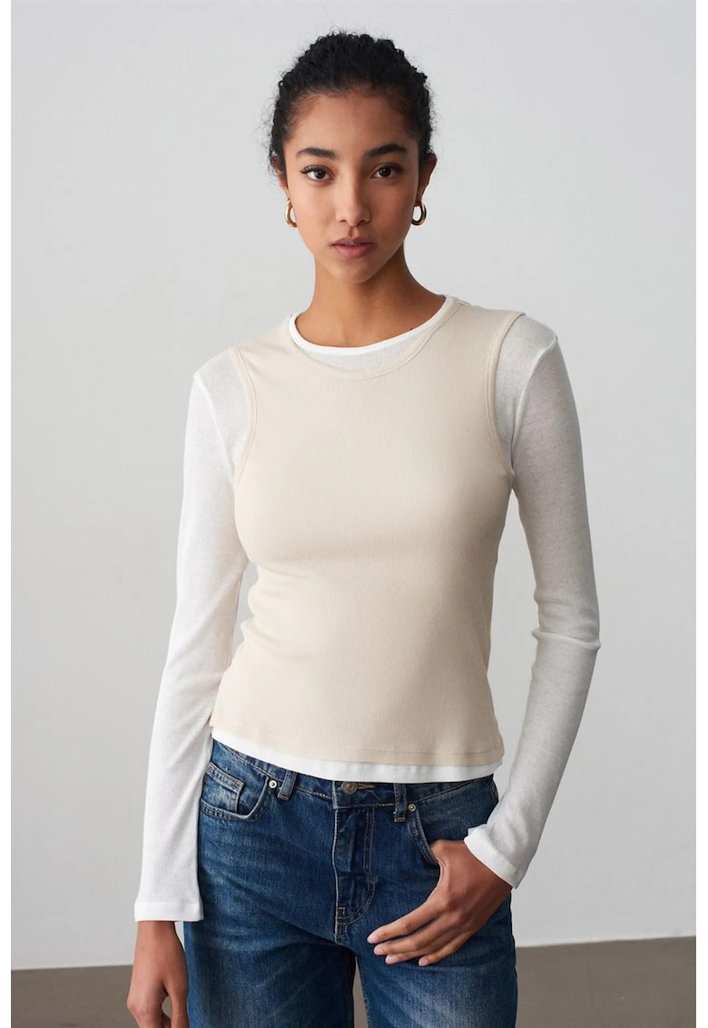 Bluza dama - bluza mulata - crem natural - 100% bumbac - maneca lunga