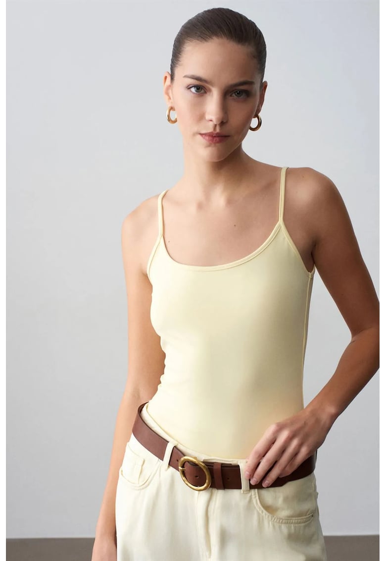Bluze dama - fara maneci - casual - galben lamaie - 93% nailon - 7% elastan