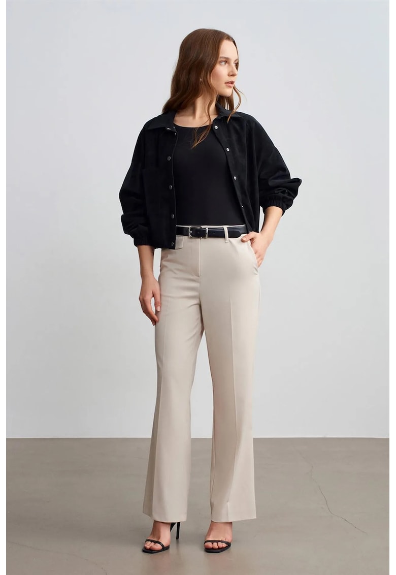 Pantaloni dama talie inalta - croiala dreapta - Bej