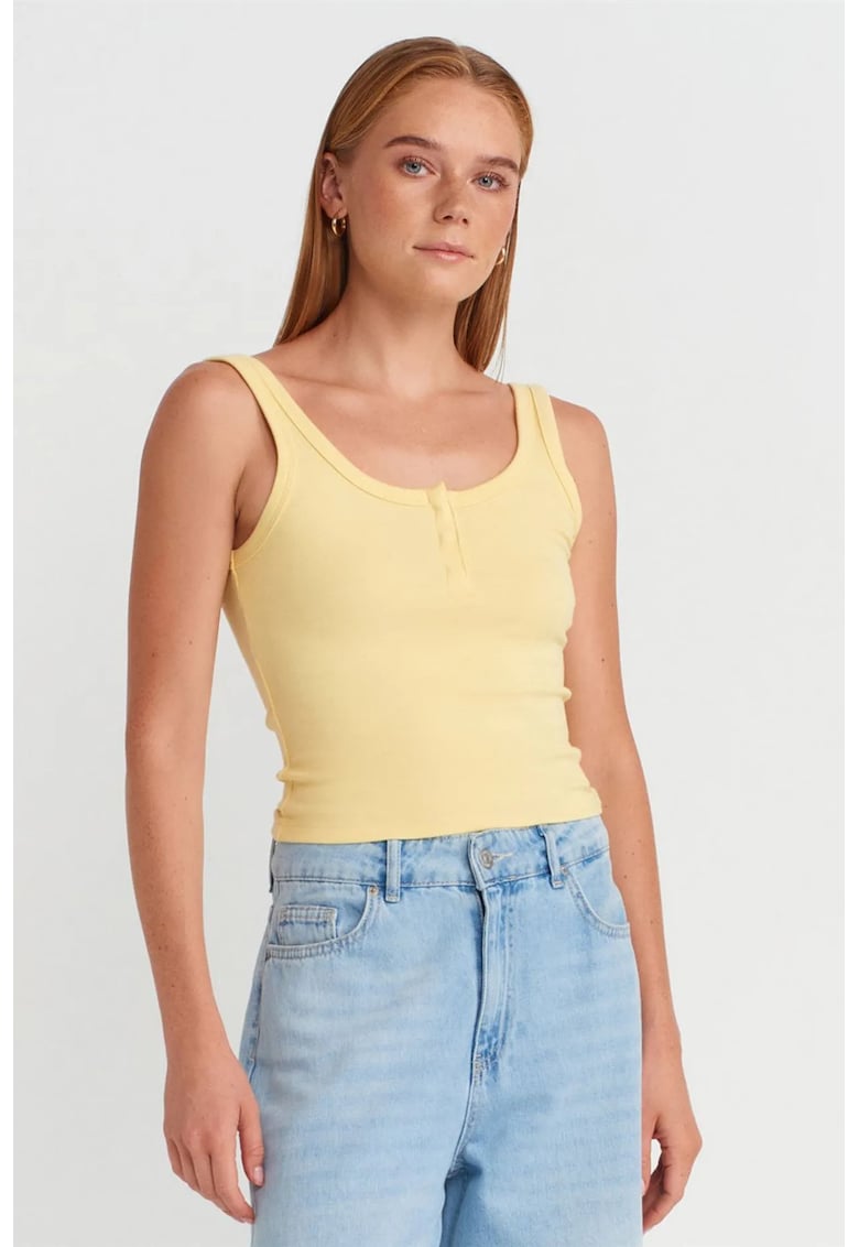 Bluze dama - scurta - galben lamaie - bumbac/modal/elastan