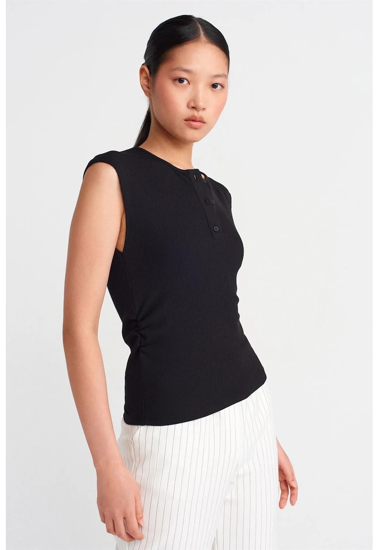 Bluza dama - bluza fara maneci - casual - negru - bumbac