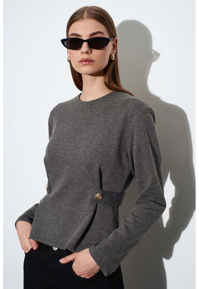 Bluza dama - bluza mulata - gri antracit - poliester-bumbac-elastan
