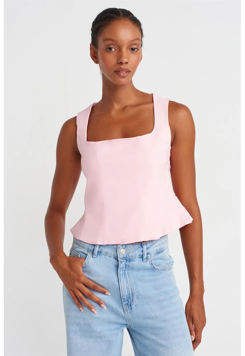 Bluza dama - bluza mulata fara maneci - roz pudrat - 70% viscoza - 26% poliamida - 4% elastan