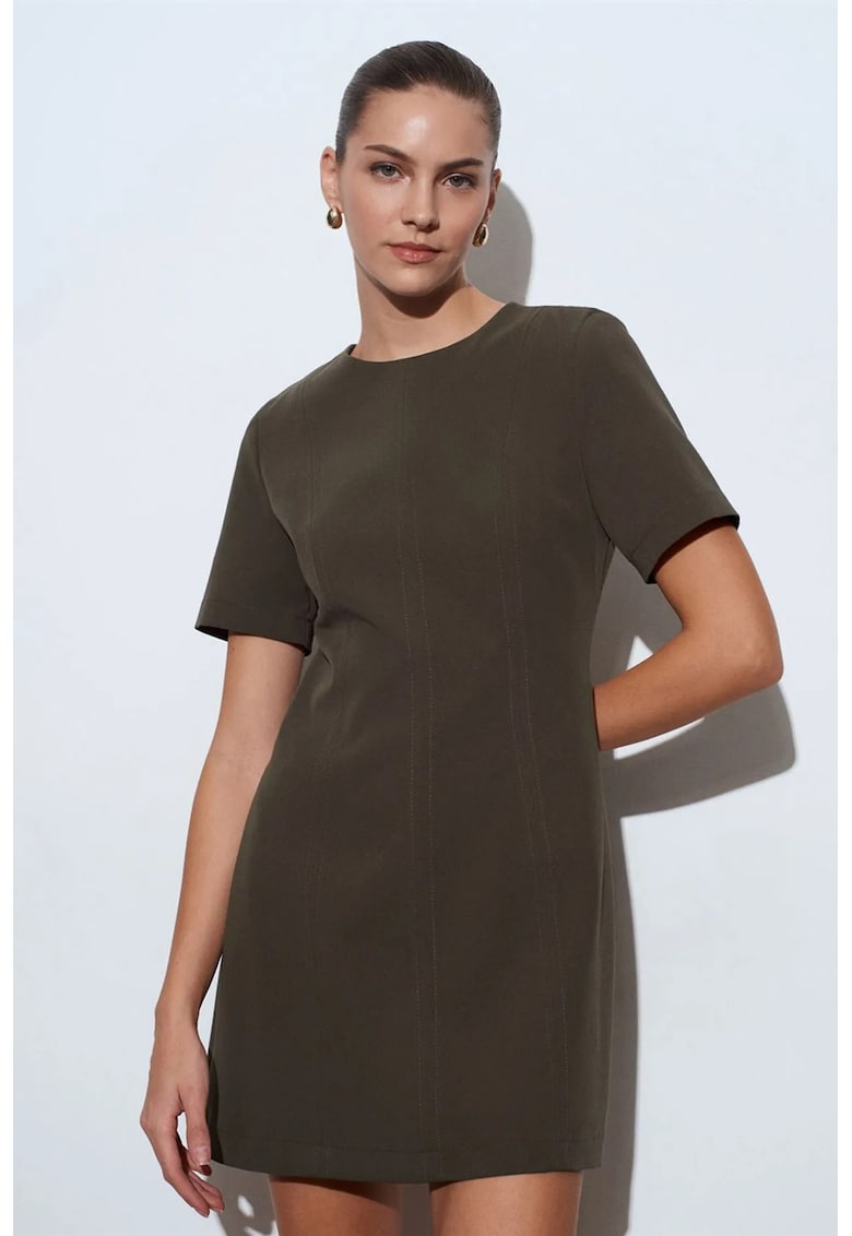 Rochie mini - casual - fermoar - verde masliniu - femei