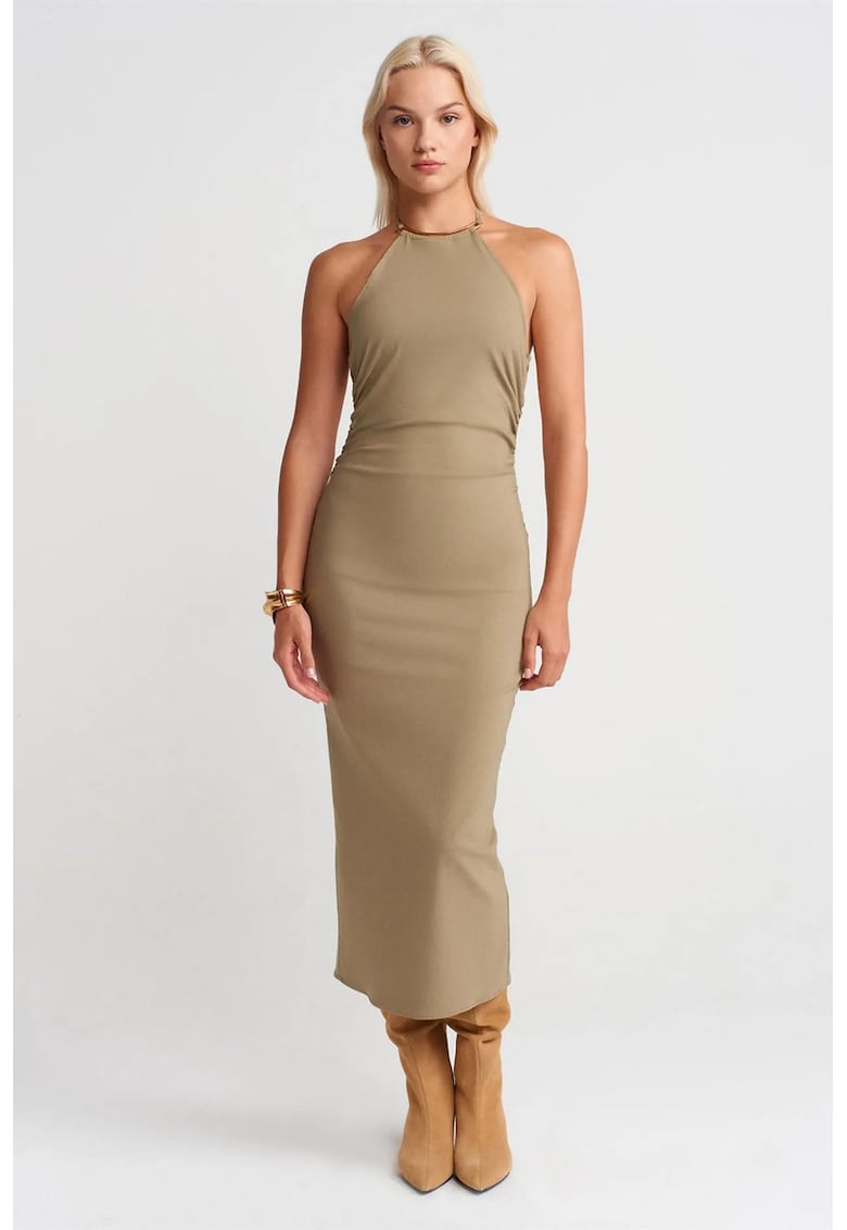 Rochie Midi - Bodycon - Verde Kaki - Elegant - Guler Halter