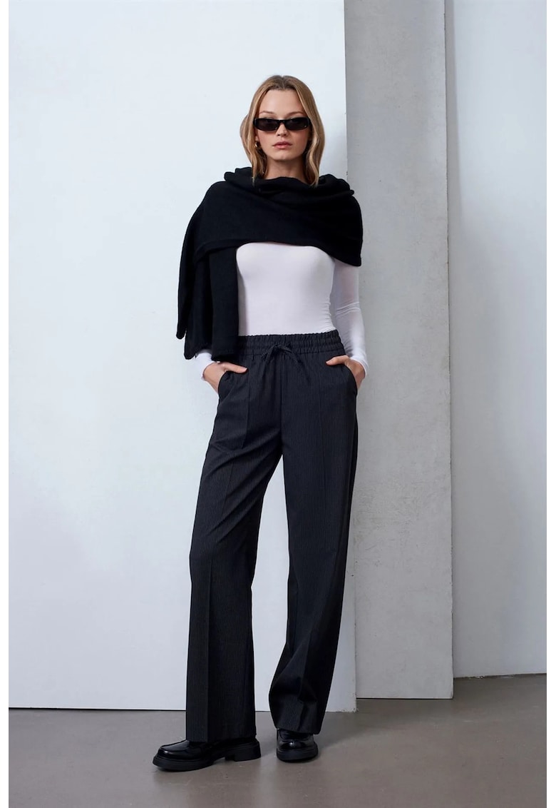 Pantaloni dama - Wide-Leg Pull-On - gri antracit - elastic - Gri antracit