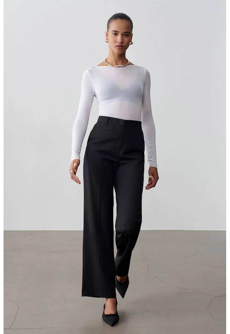 Pantaloni dama talie inalta - croiala dreapta - negru - Negru