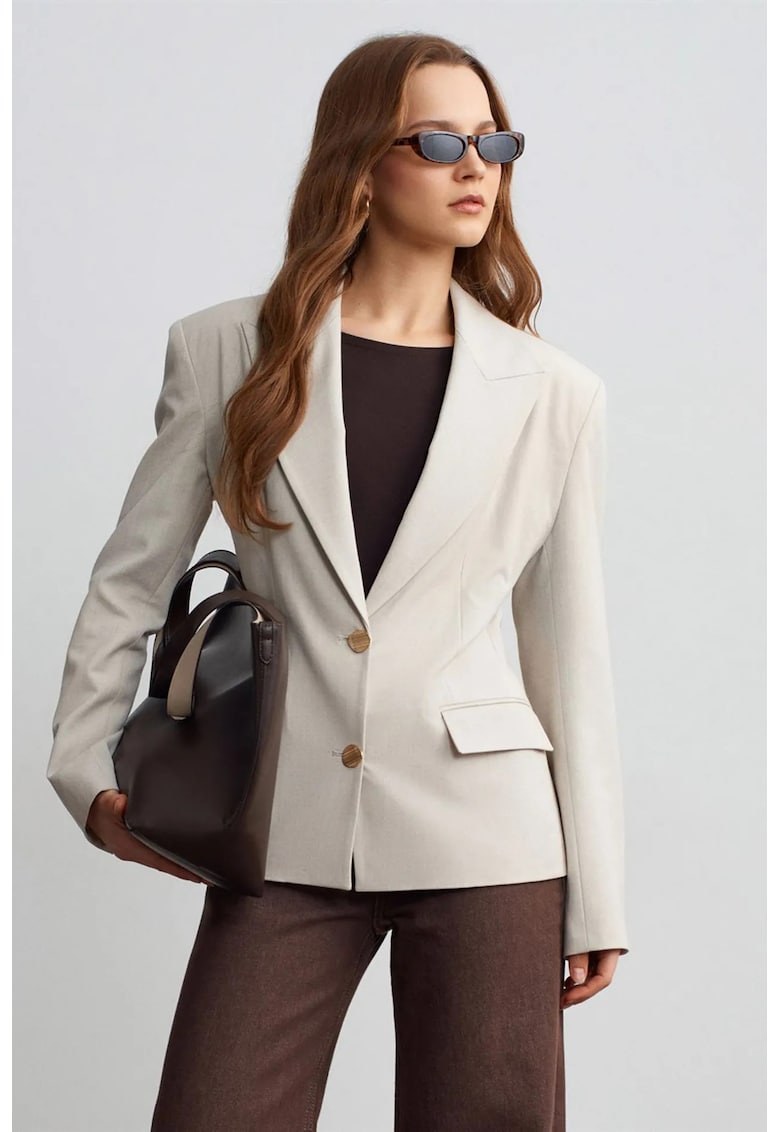 Sacou Blazer Femei crem - Buton - Maneca lunga