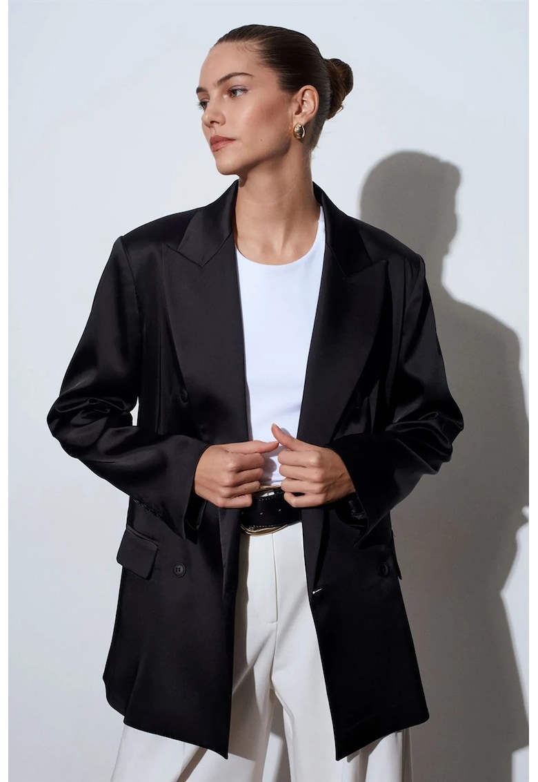 Sacou dama - negru - buton - maneca lunga