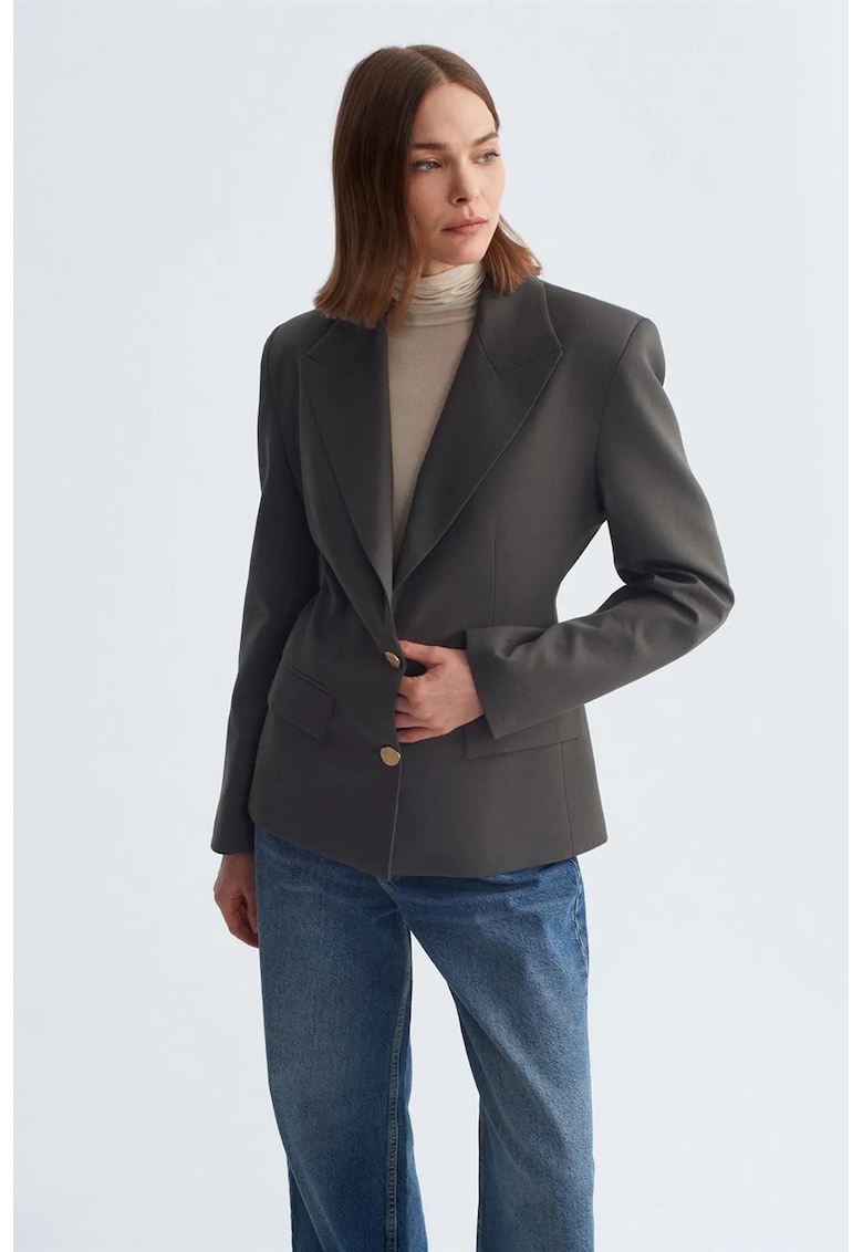 Sacou dama Fitted Crepe - gri carbune - maneca lunga - 64% poliester - 34% viscoza - 2% elastan