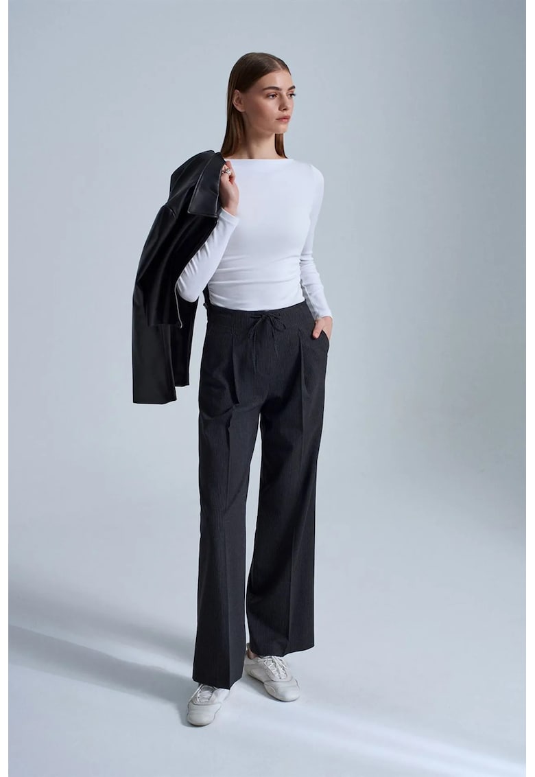 Pantaloni dama - cu snur - gri antracit - Gri antracit