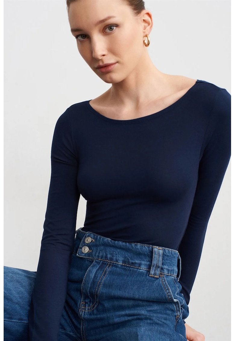 Body slim fit - bleumarin - lycra - maneci lungi - casual -