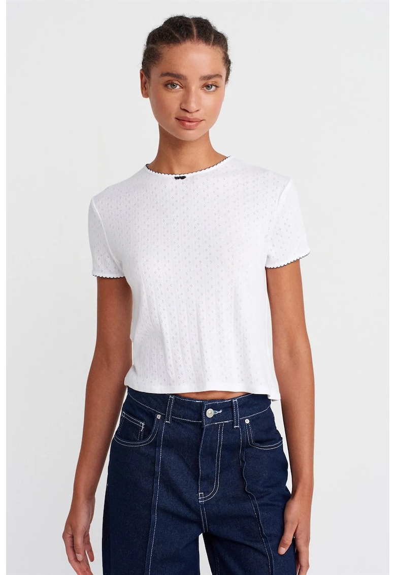Tricou dama - tricou scurt - slim fit - alb - 50% bumbac - 50% modal
