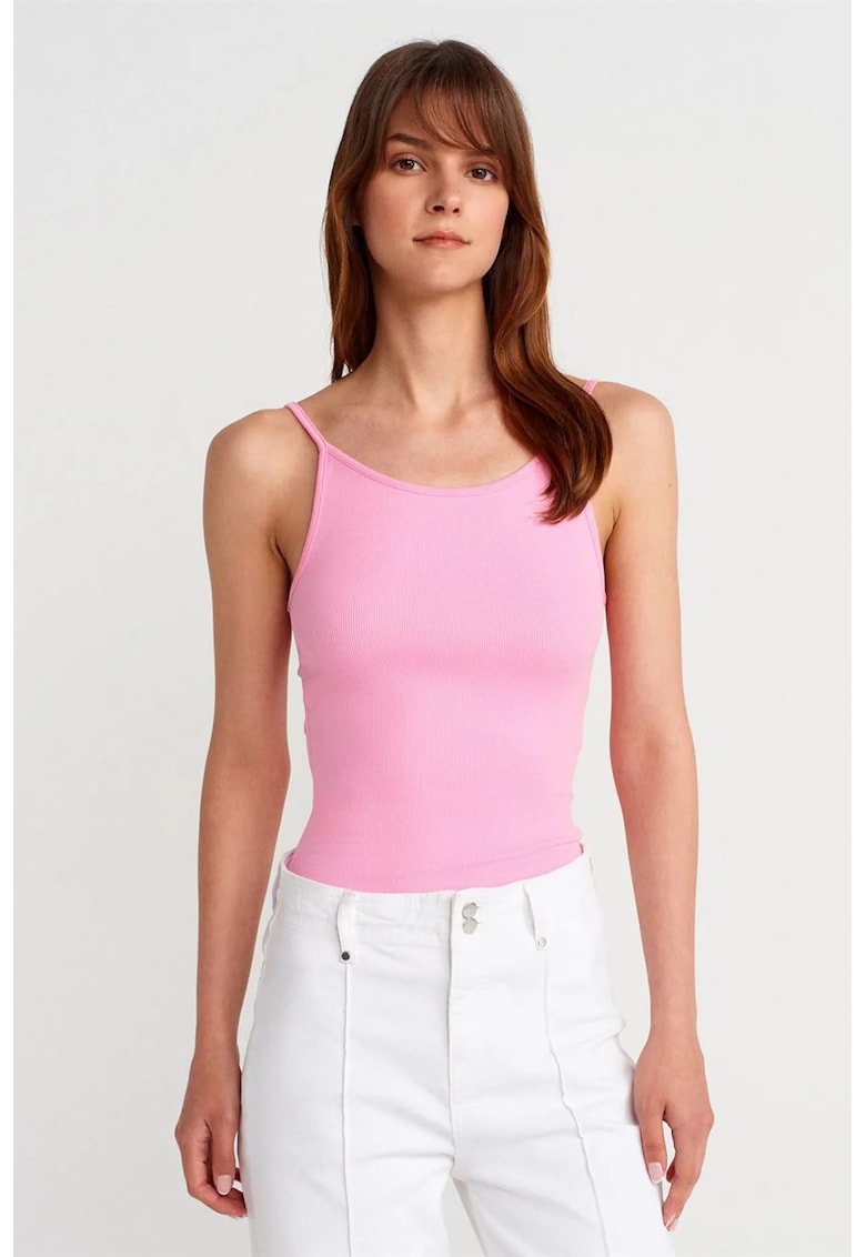 Bluza dama - bluza mulata fara maneci - roz aprins - bumbac/modal/elastan
