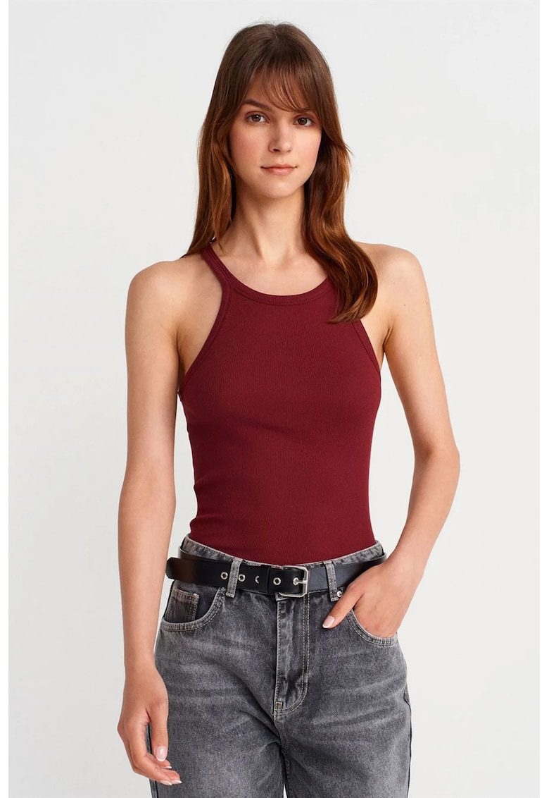 Bluze dama - fara maneci - bumbac - rosu bordeaux